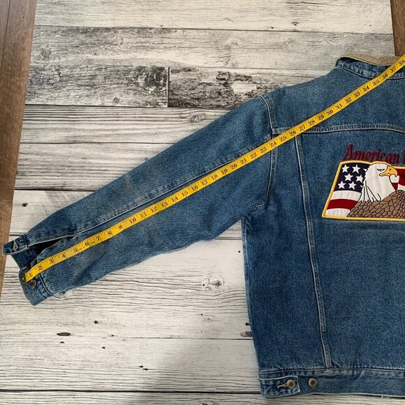 Vintage Blanket Lined Jean Jacket Firefighter Workwear USA E-One 90s Y2K - Picture 15 of 16